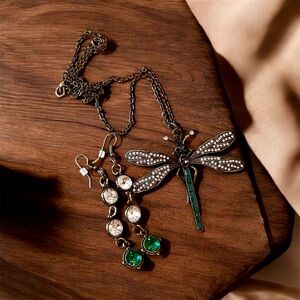 Dragonfly Pendant Necklace and Earring Set